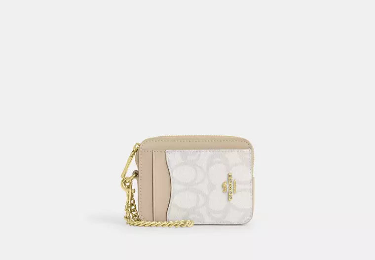Coach Zip Card Case In Signature Canvas Women's