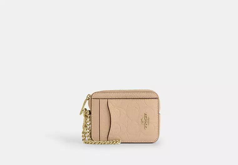 Coach Zip Card Case In Signature Canvas Women's