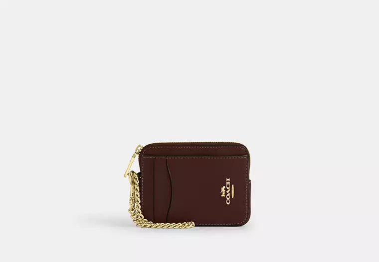 Coach Zip Card Case In Signature Canvas Women's