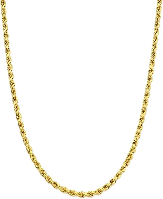 10k Real Yellow Gold 4mm Necklace Gold Rope Chain Adult