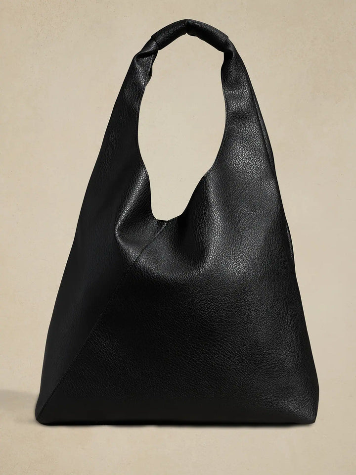 Women's Vegan Leather Slouchy Tote Black Regular Size One Size