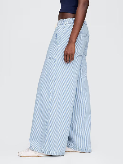 Gap Women's Mid Rise UltraSoft Pleated Easy Baggy Jeans