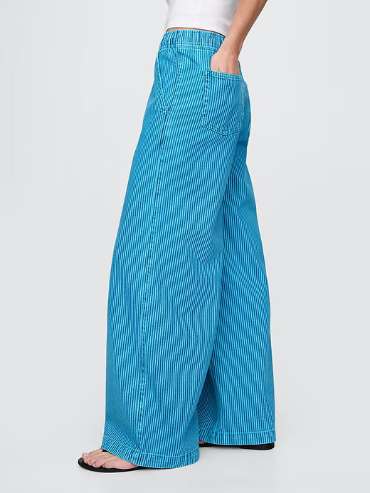 Gap Women's Mid Rise UltraSoft Pleated Easy Baggy Jeans