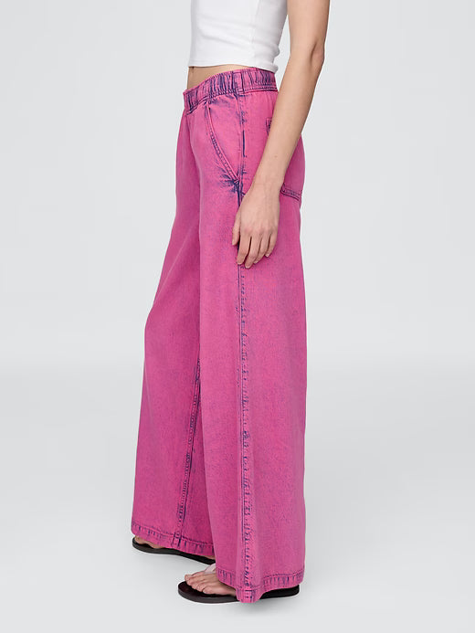 Gap Women's Mid Rise UltraSoft Pleated Easy Baggy Jeans