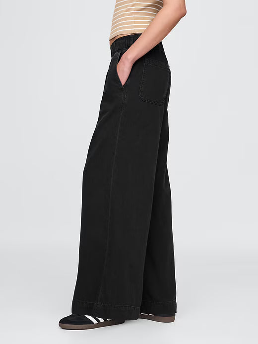 Gap Women's Mid Rise UltraSoft Pleated Easy Baggy Jeans