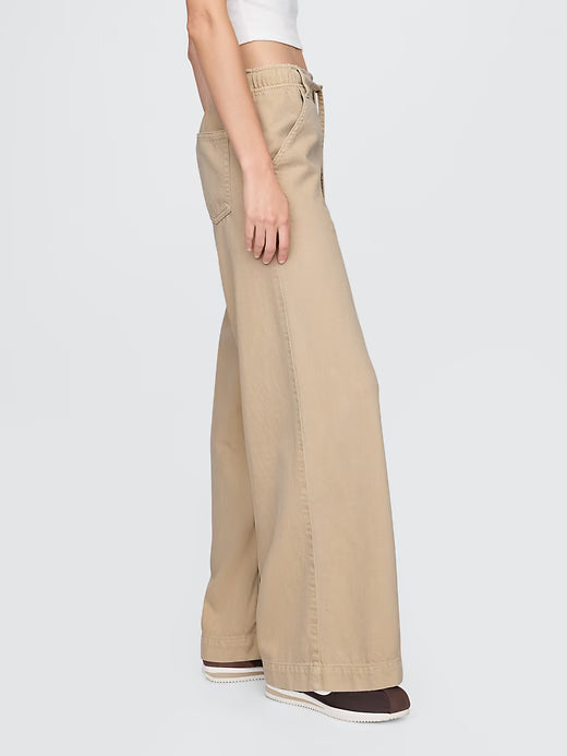 Gap Women's Mid Rise UltraSoft Pleated Easy Baggy Jeans