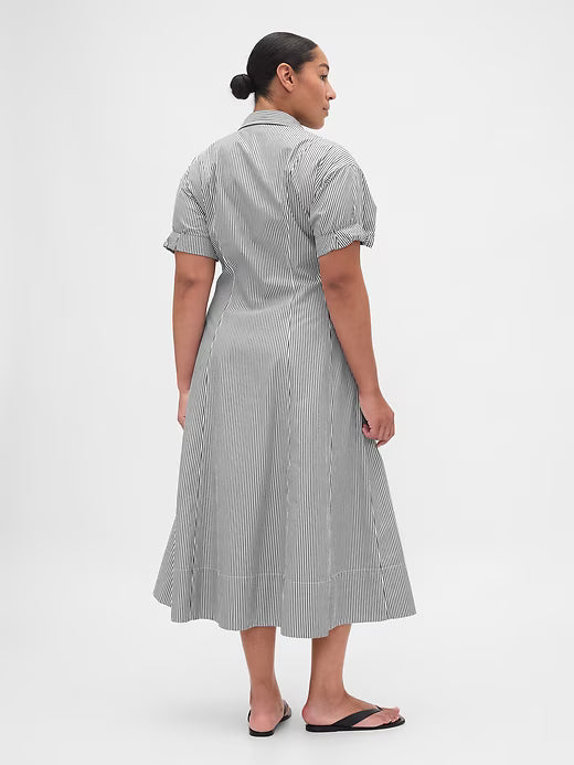 Gap Women Poplin Roll-Cuff Midi Shirtdress