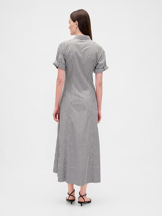 Gap Women Poplin Roll-Cuff Midi Shirtdress