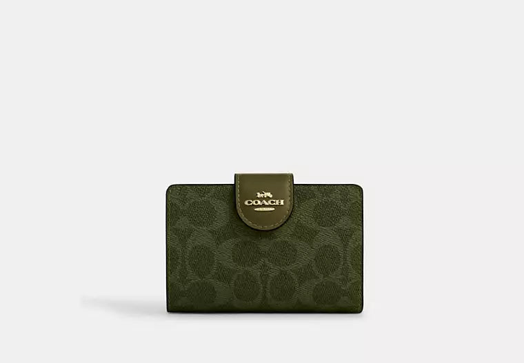 Coach Women's Medium Corner Zip Wallet in Signature Canvas
