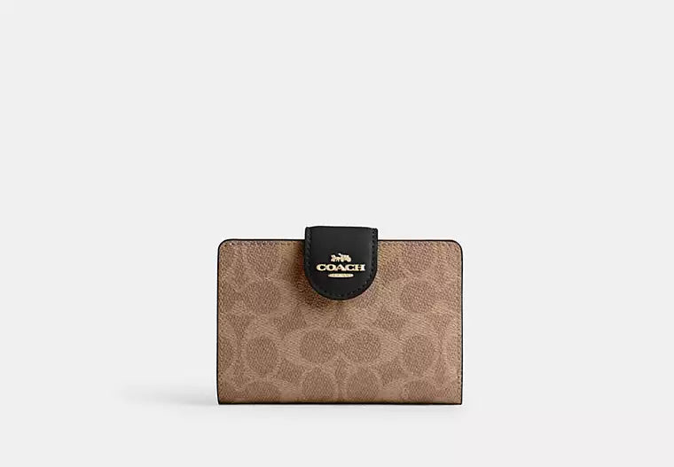 Coach Women's Medium Corner Zip Wallet in Signature Canvas