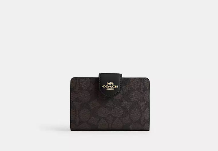 Coach Women's Medium Corner Zip Wallet in Signature Canvas