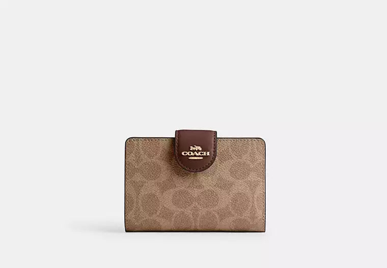 Coach Women's Medium Corner Zip Wallet in Signature Canvas