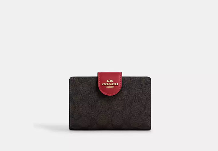 Coach Women's Medium Corner Zip Wallet in Signature Canvas
