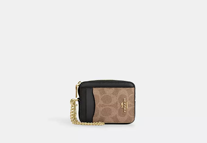 Coach Zip Card Case In Signature Canvas Women's