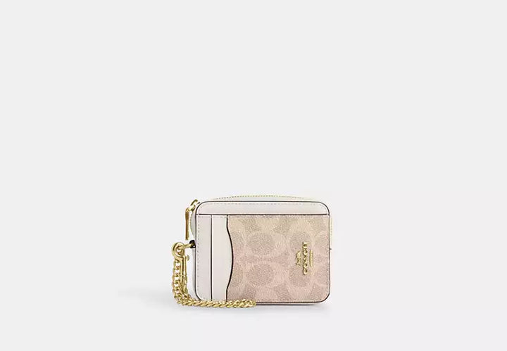 Coach Zip Card Case In Signature Canvas Women's