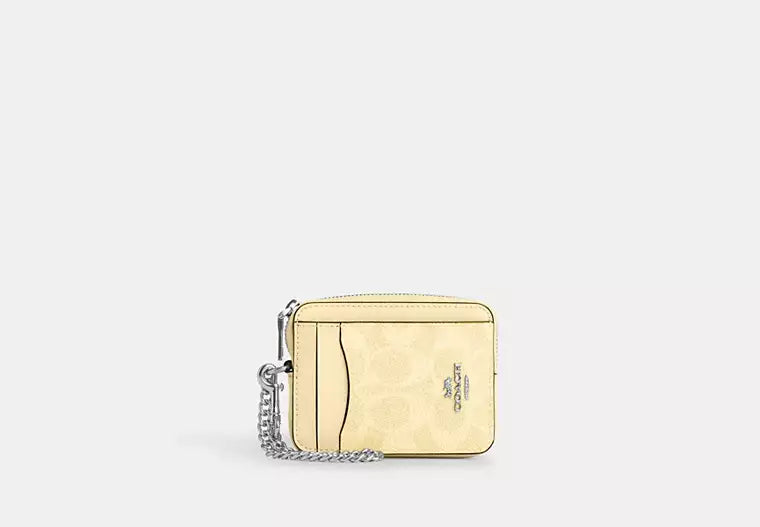 Coach Zip Card Case In Signature Canvas Women's