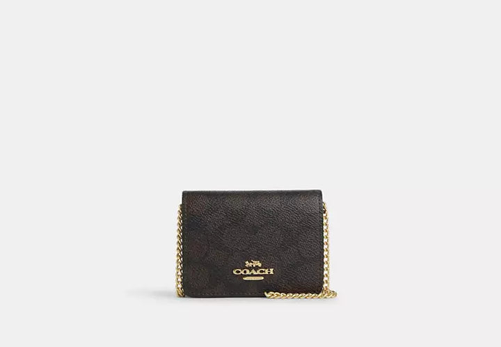 Coach Women's Outlet On A Chain In Signature Canvas Mini Wallet
