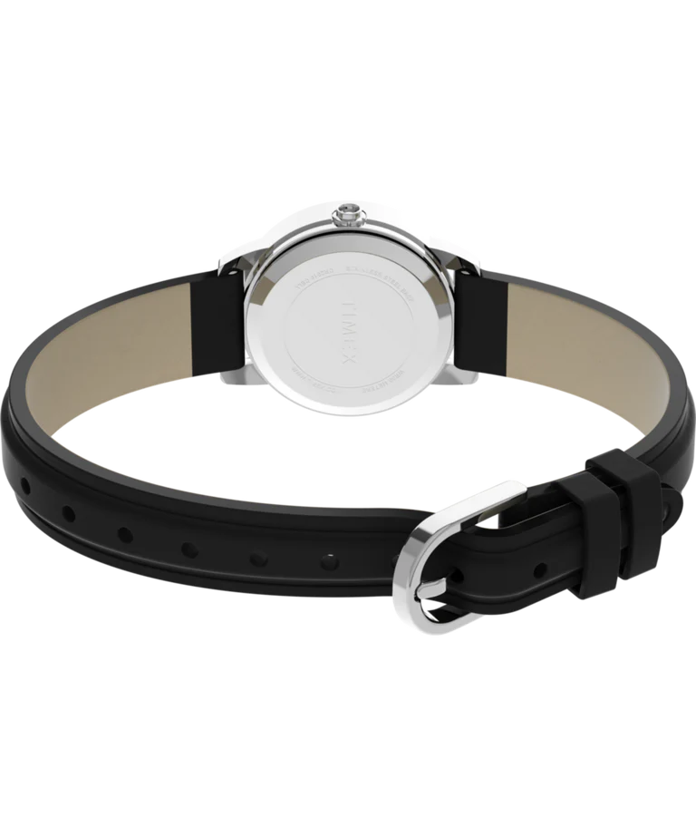 Timex Ladies Easy Reader White Dial Black Leather Watch