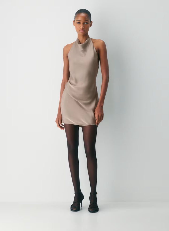 Aritzia Babaton Women's Audience Satin Mini Dress in Matte Pearl | 8