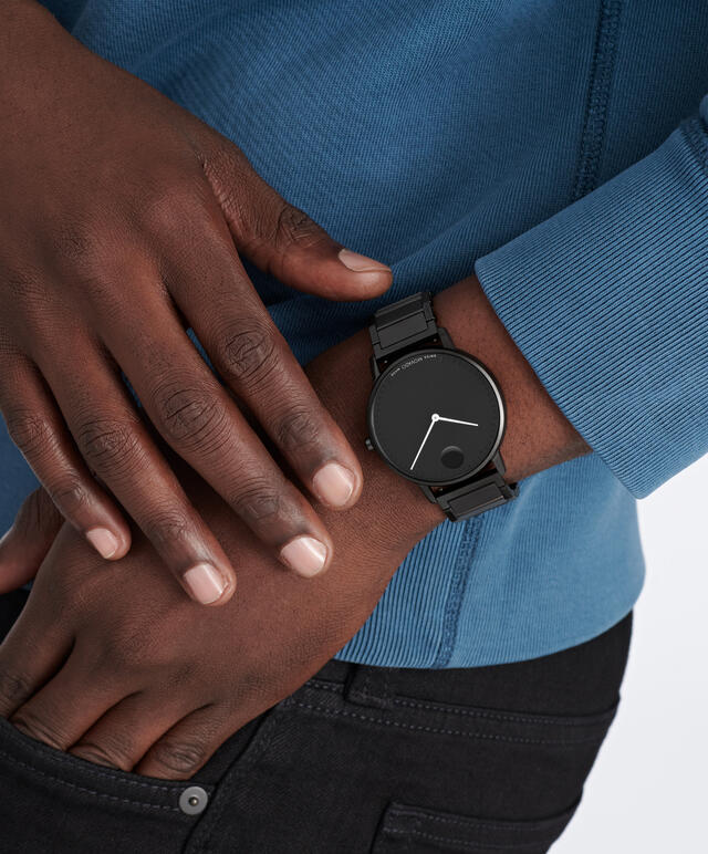 Movado Face Black Stainless Steel Watch