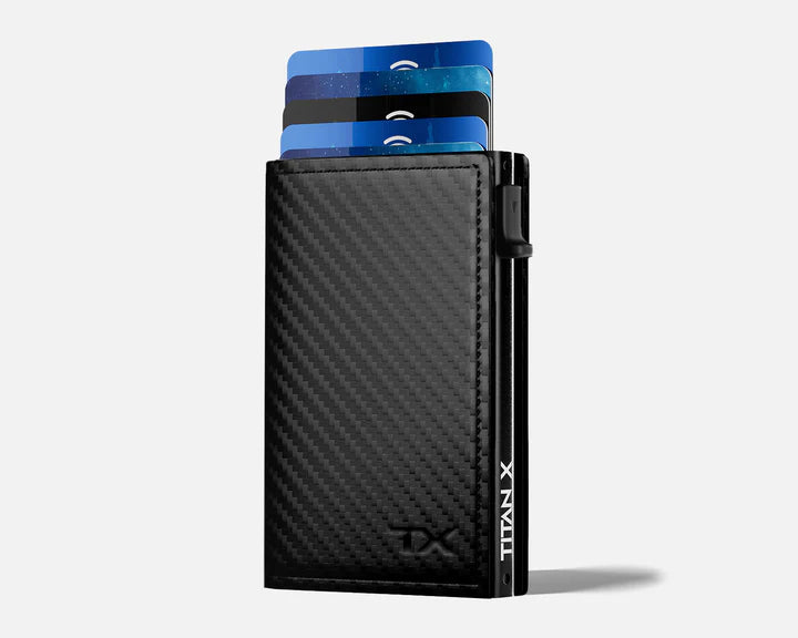Titan X Wallet I Trifold RFID Blocking with Pop Up Card Access I Holds 1-10 cards, Carbon Fiber