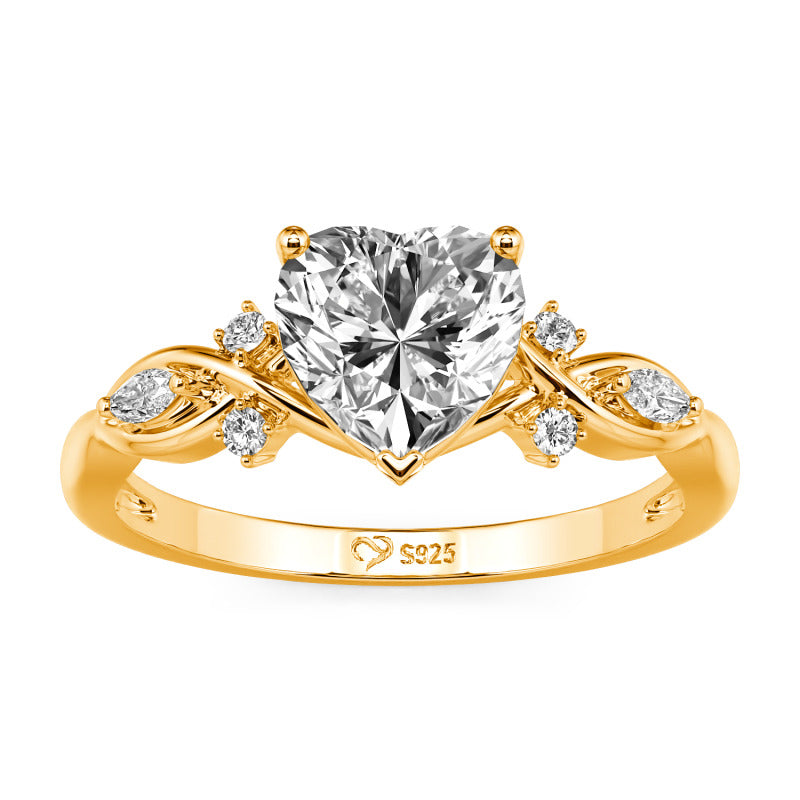 Jeulia Double Custom Infinity Heart Promise Ring Gold Plated Silver