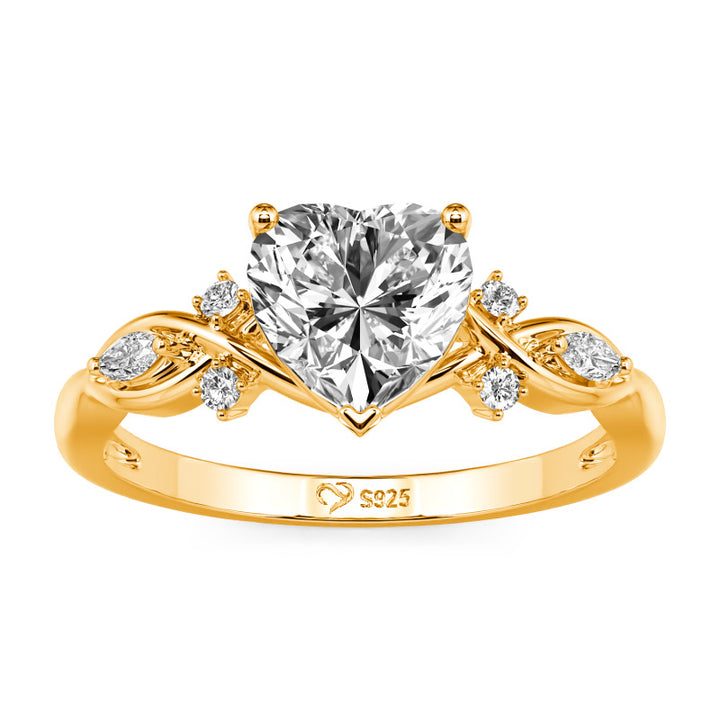 Jeulia Double Custom Infinity Heart Promise Ring Gold Plated Silver