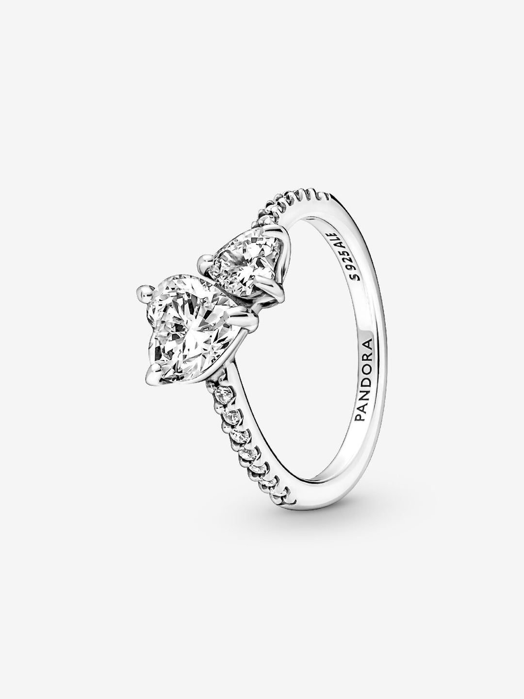 Pandora Double Heart Sparkling Ring