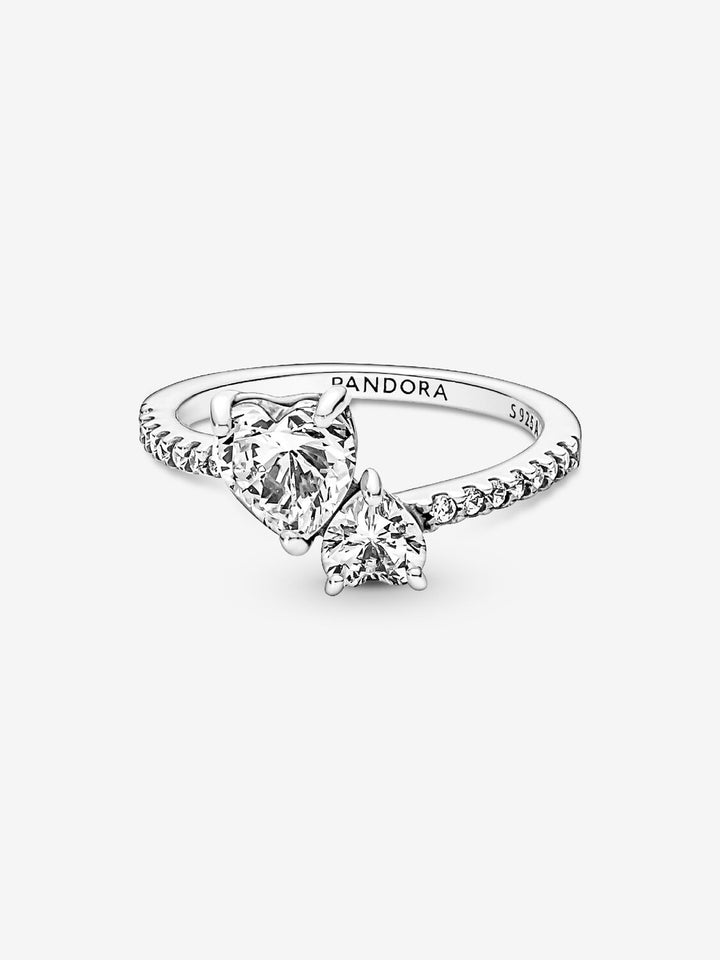 Pandora Double Heart Sparkling Ring
