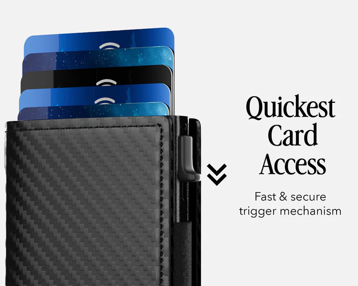 Titan X Wallet I Trifold RFID Blocking with Pop Up Card Access I Holds 1-10 cards, Carbon Fiber