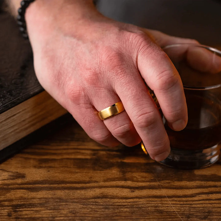 Gold Plated Tungsten Men's Wedding Band 6mm or 8mm