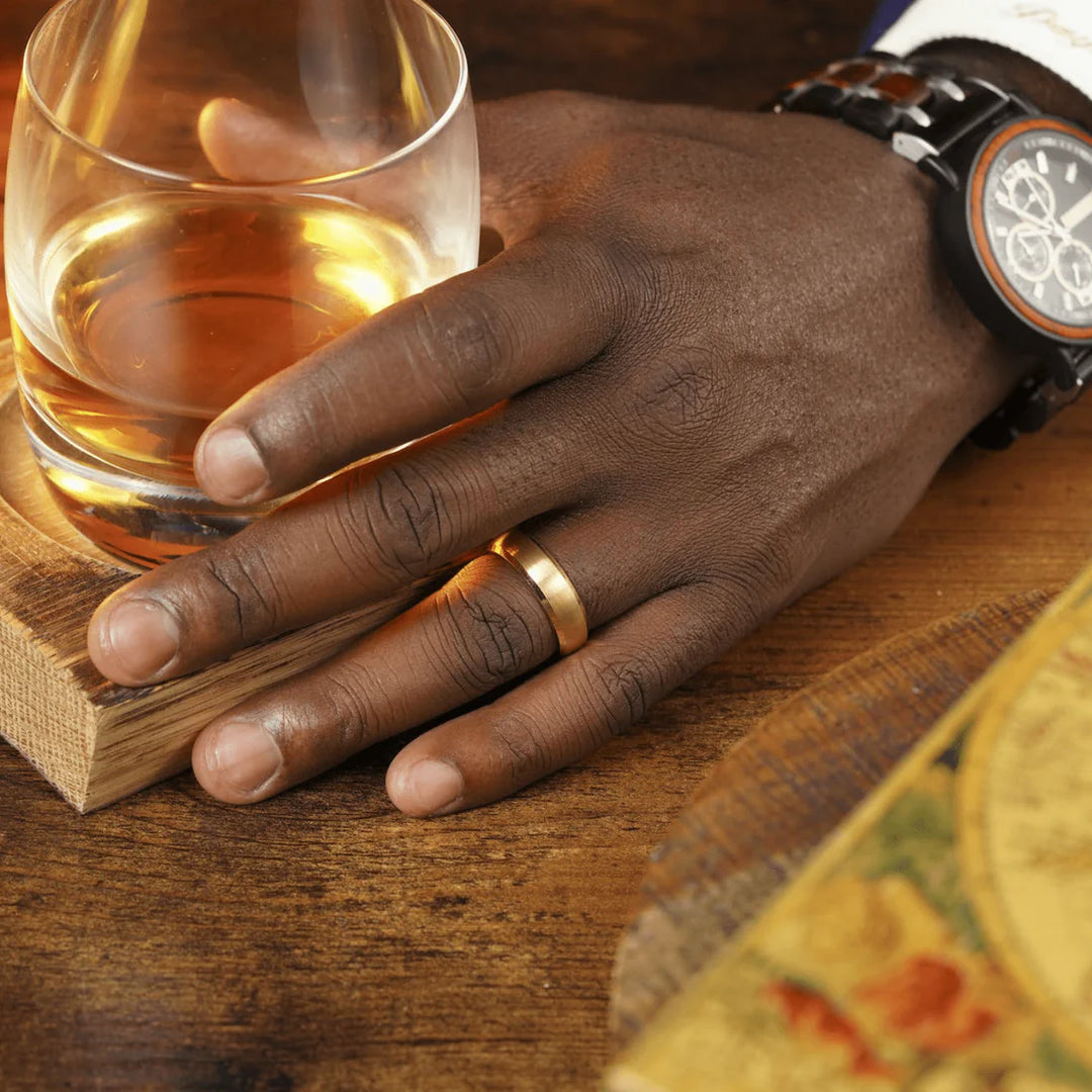 Gold Plated Tungsten Men's Wedding Band 6mm or 8mm