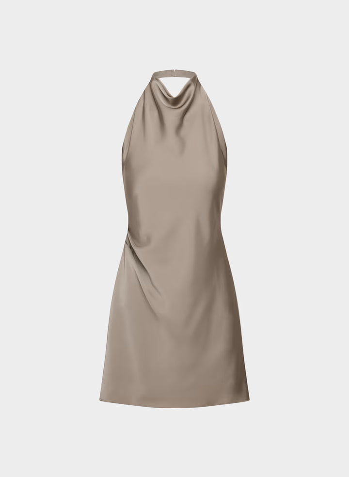 Aritzia Babaton Women's Audience Satin Mini Dress in Matte Pearl | 8