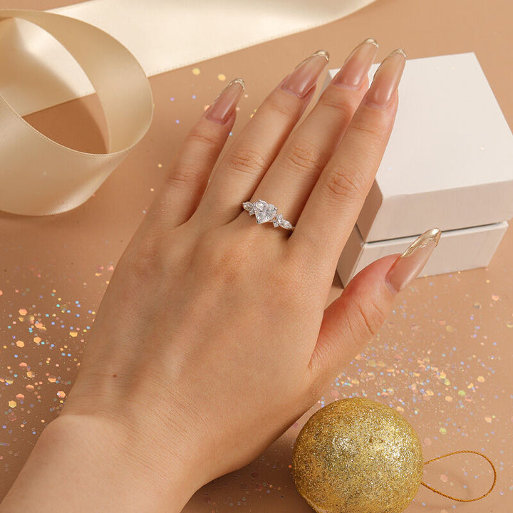 Jeulia Double Custom Infinity Heart Promise Ring Gold Plated Silver